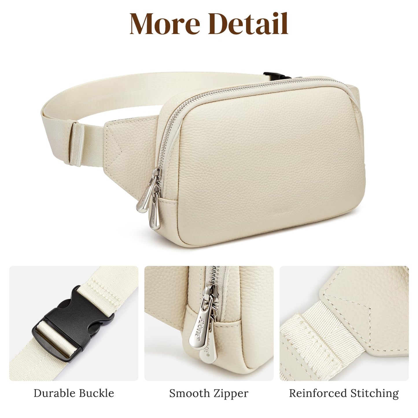 S-ZONE Leather Fanny Pack for Women RFID Blocking Waist Belt Bag Crossbody Purse