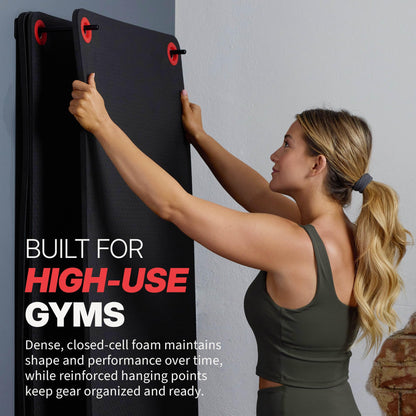 SPRI Hanging Exercise Mat, Fitness & Yoga Mat for Group Fitness Classes, Commercial Grade Quality with Reinforced Holes, 71"L x 23"W x 3/8" Thick