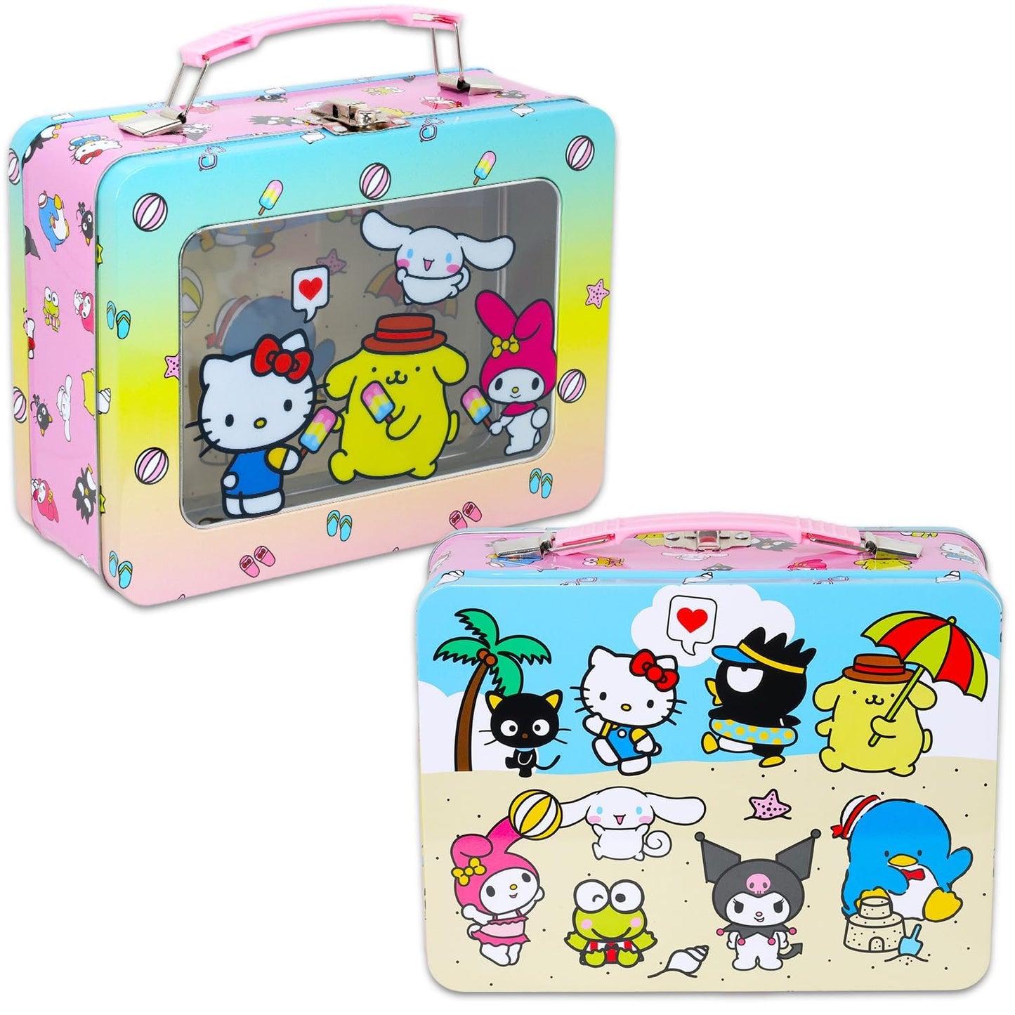 Hello Kitty and Friends Tin Lunch Box Set - Sanrio School Supplies Bundle with Hello Kitty and Friends Lunch Tin, Water Bottle, Stickers, More | Sanrio Lunch Container for Kids