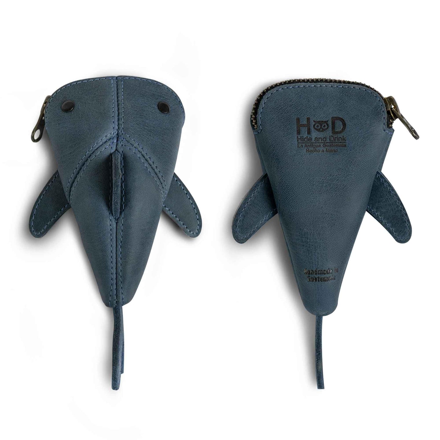 Hide & Drink, Small Shark-Shaped Pouch, Leather Coin Purse, Small Charger Cable Holder, Change Bag, Zippered Cable Case, Purses & Pouches for Cash, Tiny Travel Carrier