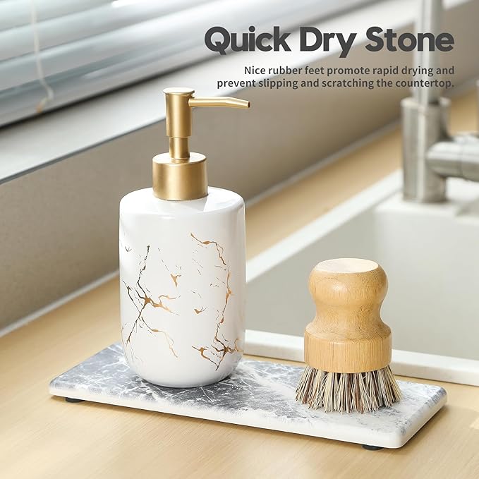 2PCS Bathroom Sink Vanity Trays, Water Absorbing Diatomite Stone Quick Drying