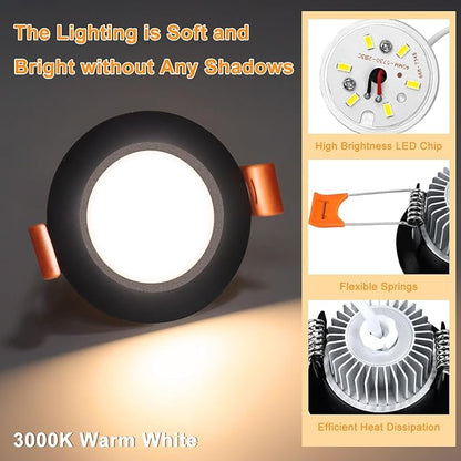 YGS-Tech 2 Inch LED Recessed Lighting, Dimmable Downlight 3W(35W Halogen Equivalent), CRI80, 3000K Warm White Ceiling Light with LED Driver(4 Pack)