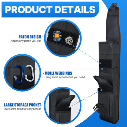 AHOSOUTLY Adjustable Lightweight Archery Back Quiver - 24-30 Arrow Capacity with Molle System & Large Storage Pocket, Three-Point Harness for Bow Hunting and Target Practice(Black) (Black)