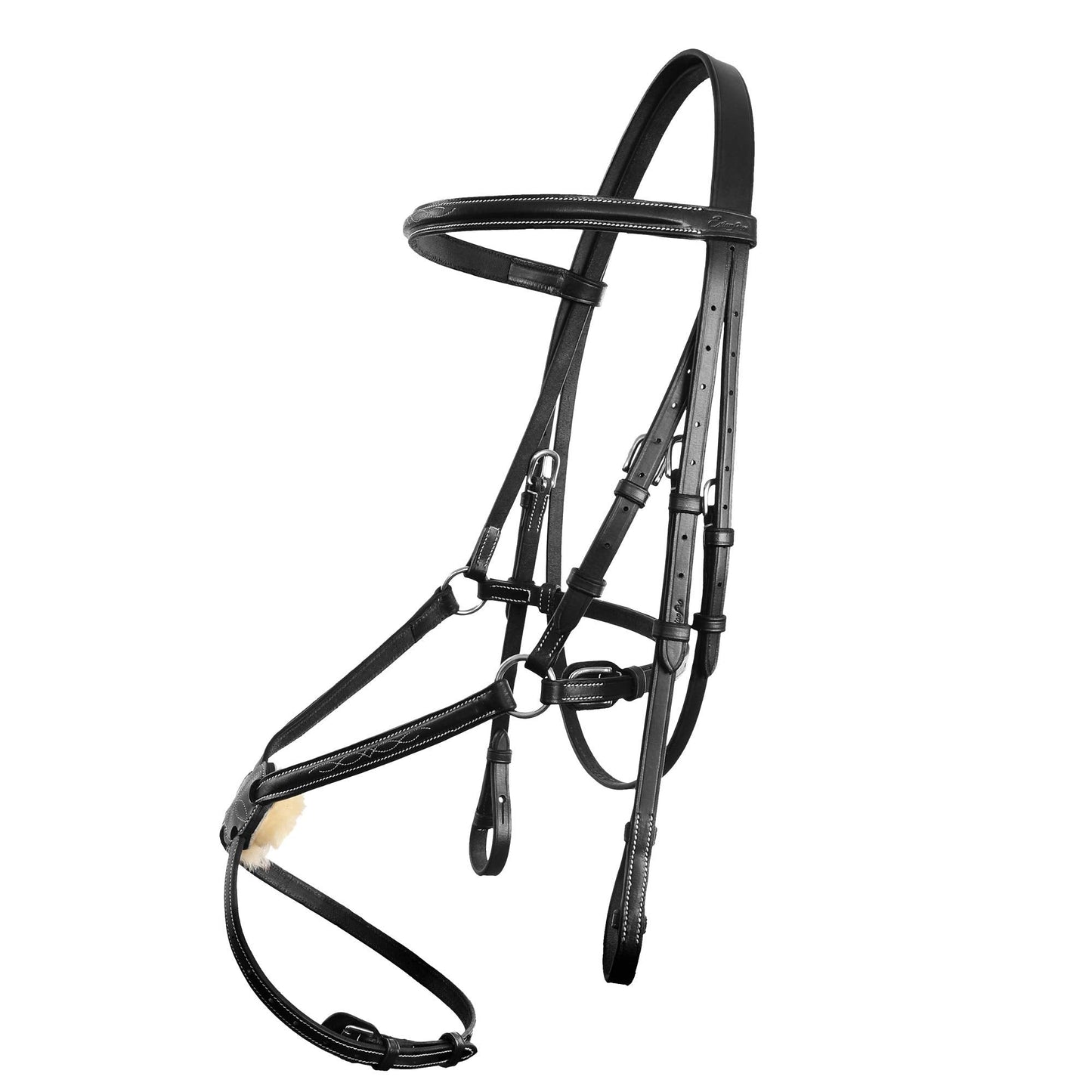 Exion Figure 8 Horse Bridle with Leather Laced Reins | English Jumping Bridle with Figure 8 Noseband | Black, Brown Equestrian Bridle for Horses, Cob, Pony & Oversize