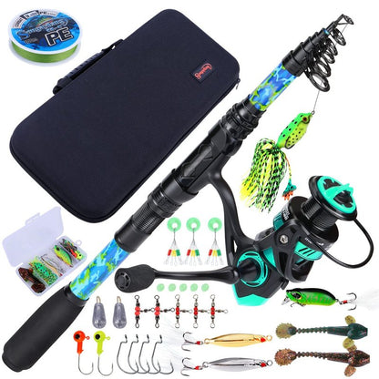 Sougayilang Telescopic Fishing Rod and Reel Combo – Full Kit with Carrier Bag, 11+1 Bearings Spinning Reel, Carbon Fiber Travel Pole for Bass, Trout, Catfish, Redfish – Saltwater Freshwater