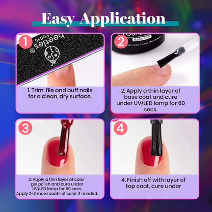 Beetles Cat Eye Gel Polish Set - 24Pcs 20 Colors Glitter Dark Color Changing Gel Nail Polish Kit with Base Gel Glossy Matte Top Coat Soak off UV DIY Nail Art Salon Ombre Black Nails Gift