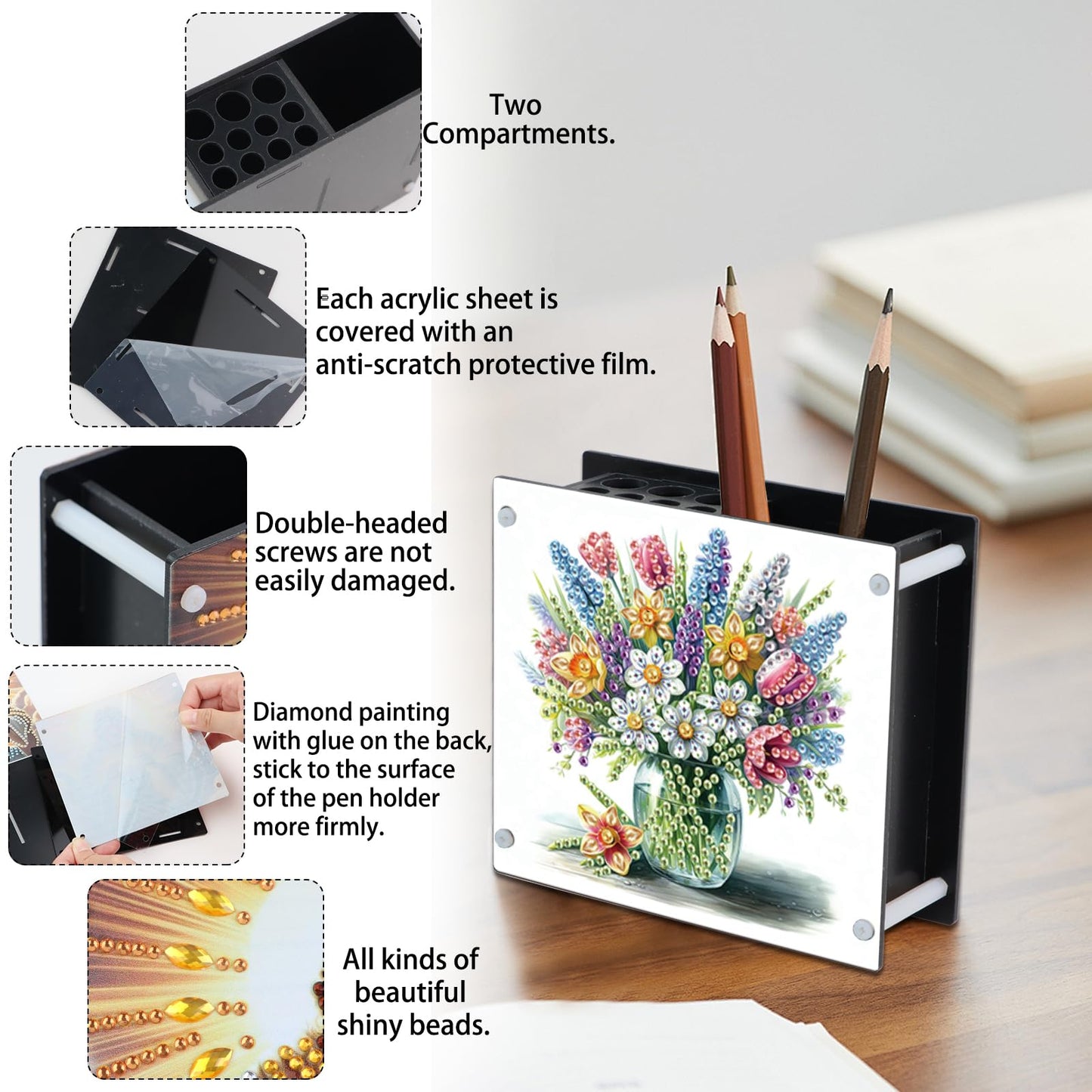 Tontut DIY Diamond Painting Kit，Vase Special Shape diamond painting pen holder, Acrylic Daily Office Desktop Decoration Storage Item