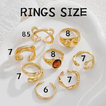 FAXHION 12PCS Gold Stackable Rings Set for Women, 18K Gold Plated Open Stacking Knuckle Ring, Adjustable Chunky Signet Band Statement Ring for Gift
