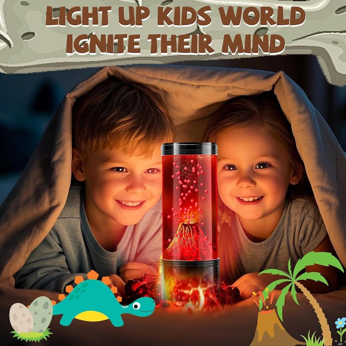 Volcano Lamp Science Kit, STEM Volcano Eruption Educational Kids Night Light USB/Battery Power, Christmas Gifts for Kids Adults,Leak-Proof Relaxing Sensory Light for Home Bedroom Decor (Gift Ready)