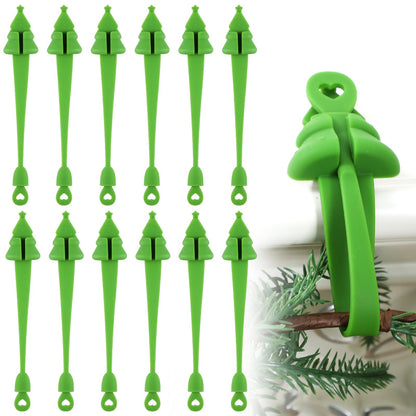 XunYee 12 Pcs Christmas Garland Hangers for Mantle,Fireplace Garland Hanger, Christmas Tree Shaped Ties Stocking Holder, Reusable Silicone Adhesive Straps for Stairways Banister Staircase