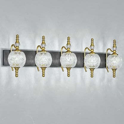Modern Crystal Bathroom Vanity Lights Fixtures Over Mirror Black Gold Vintage 5-Lights 36 Inch Bathroom Light Fixtures Glass Crystal Vanity Lights