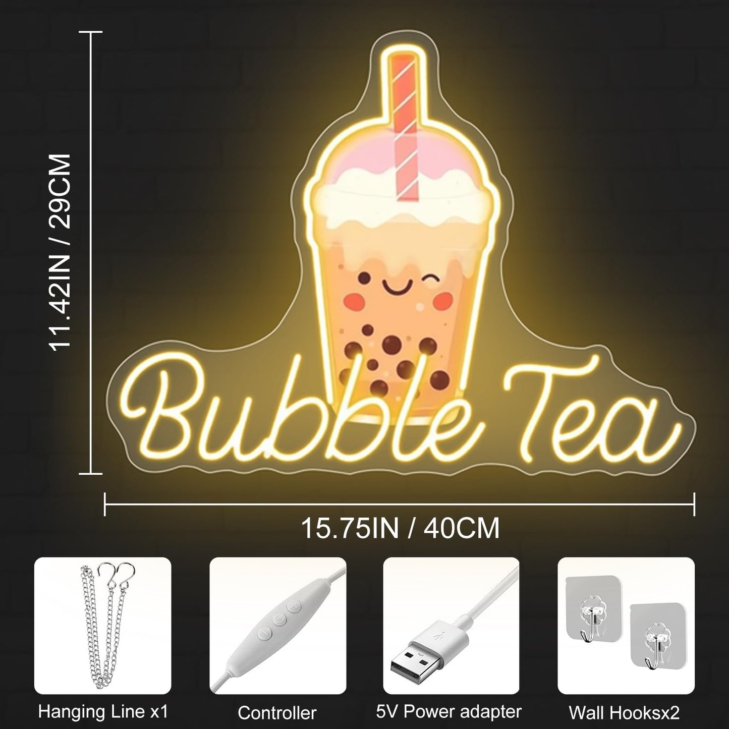 Bubble Tea Neon Sign, Boba Tea Milk Tea LED Neon Light Drinks Coffee Bar Shop Wall Decor Art Personalized Restaurant Welcome, Coffee Dessert Shop Bubble Boba Tea Party Office Bedroom,Warm white