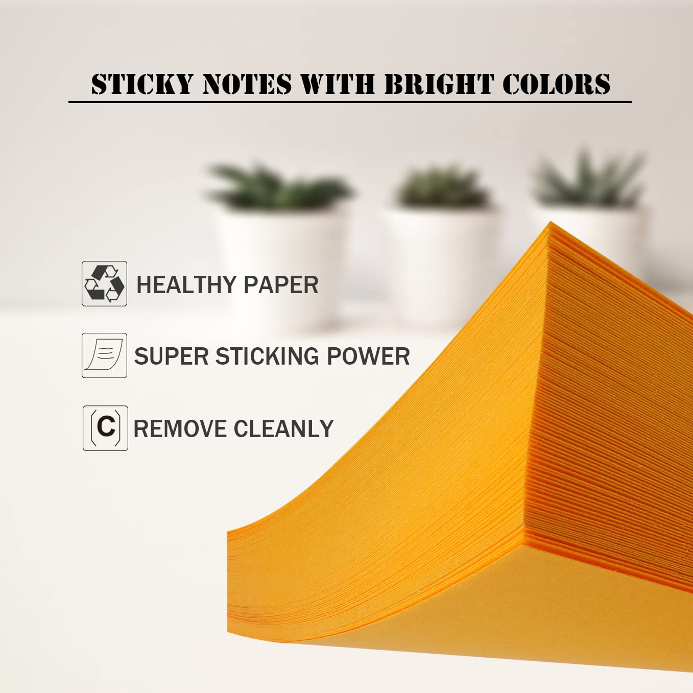 Sticky Notes Bulk, 60 Pads Sticky Notes, 3 X 3 Inch, 100 Sheets/Pad, Assorted Bright Colors Notes Pads Pack,Great Sticking Power