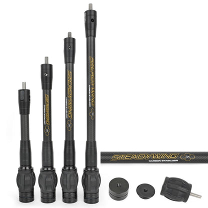 ZSHJGJR Archery Bow Stabilizer 6" 8" 10" 12" 15" for Compound Bow, Carbon Fiber Body Flexible Core, Damping System and Weights Kit (6 Inch)