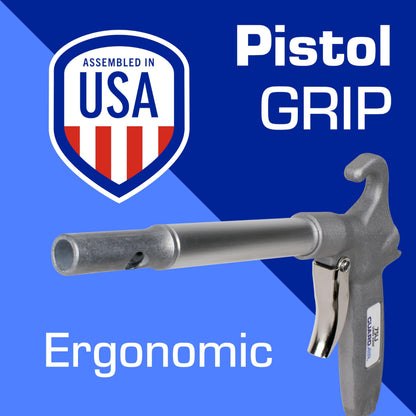 Guardair Long John Safety Air Gun - 12 inch Aluminum Extension, Pistol Style Grip, OSHA Compliant Venturi Nozzle, 1/4 Inch FNPT Inlet (75LJ012AA)