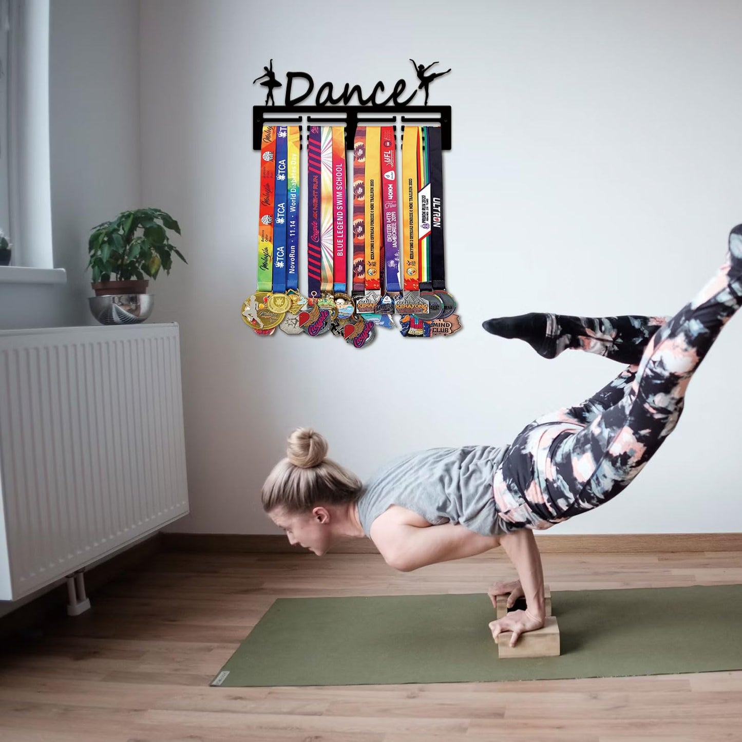 Resama Medal Holder Dance Dancer Medal Holder Display Hanger Rack Frame Shelf-Medal Hanger Awards Ribbon Dance Soccer,Gymnastics,Holder Display Rack for 60 Medals