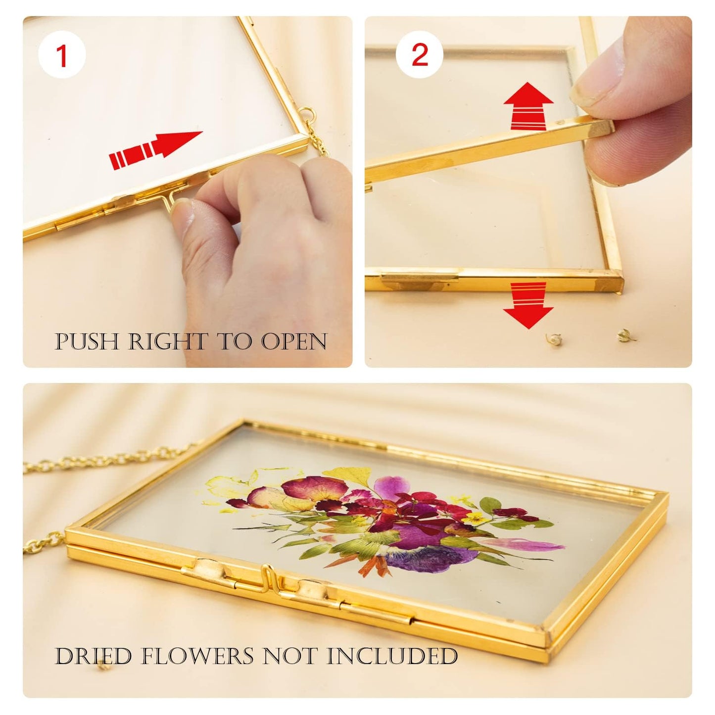 FOCHIER F 3pcs Pressed Flower Frames FC-US-Frames-T3-0108GoldHua