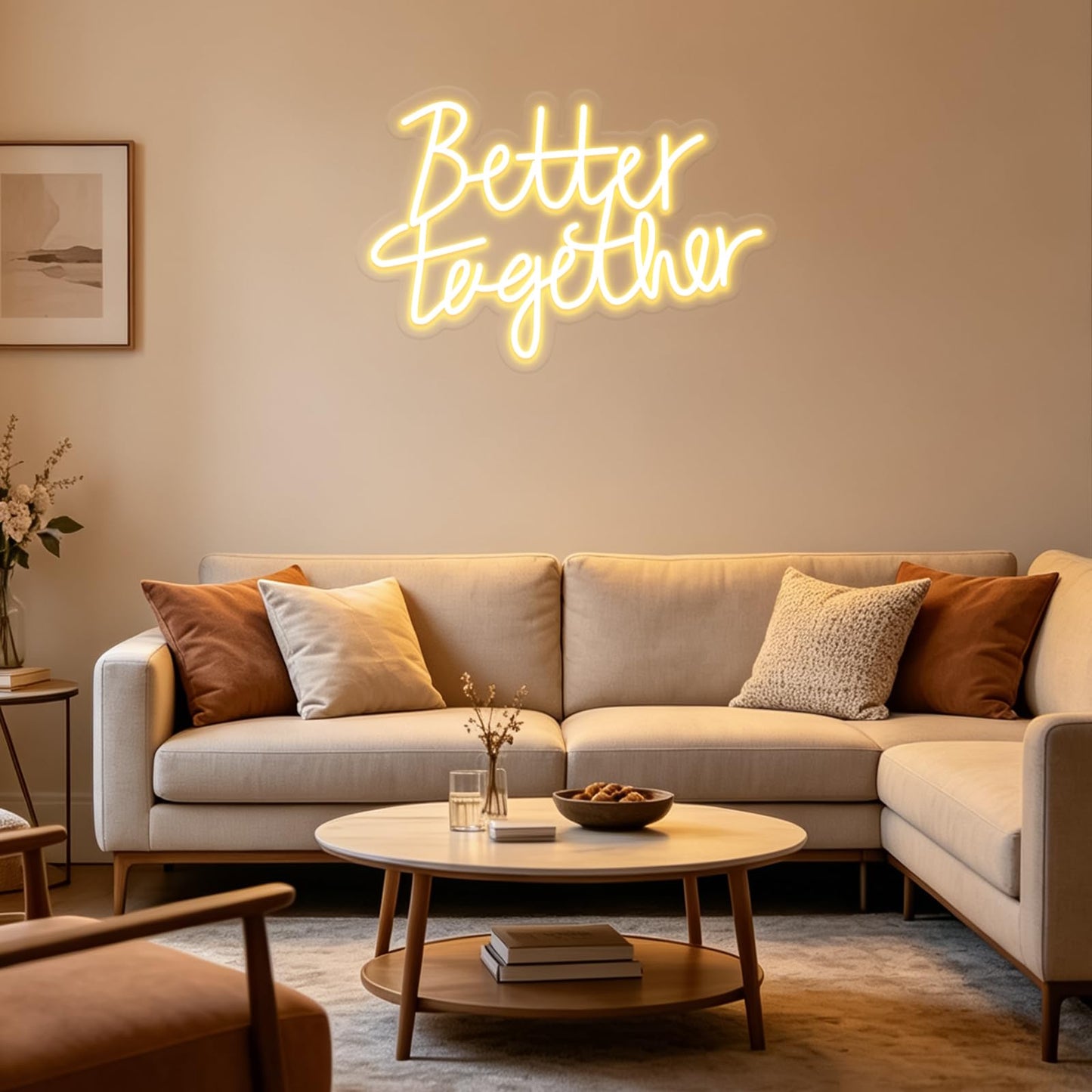 Miootly Better Together Neon Sign, LED Neon Sign Wall Decor for Wedding Bedroom Christmas Valentine's Day Women Birthday Gift Living Room Home Decor, 16"x 12" USB Powered 10 Brightness Settings Light