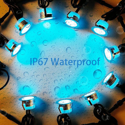 FVTLED Low Voltage Recessed RGBW Deck Light, 50pcs Φ1.22 RGB & Warm White Stainless Steel Waterproof Outdoor Step Lighting In-ground Landscape Pathway Patio Stair Decor Lamp, Black