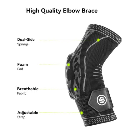 Elbow Compression Sleeve for Tendonitis , Bursitis Elbow Pad Brace – Elbow Brace with Side Springs & Foam Padding for Olecranon Joint Pain, Arthritis, Bursa Protection, Men & Women (Black, Large)