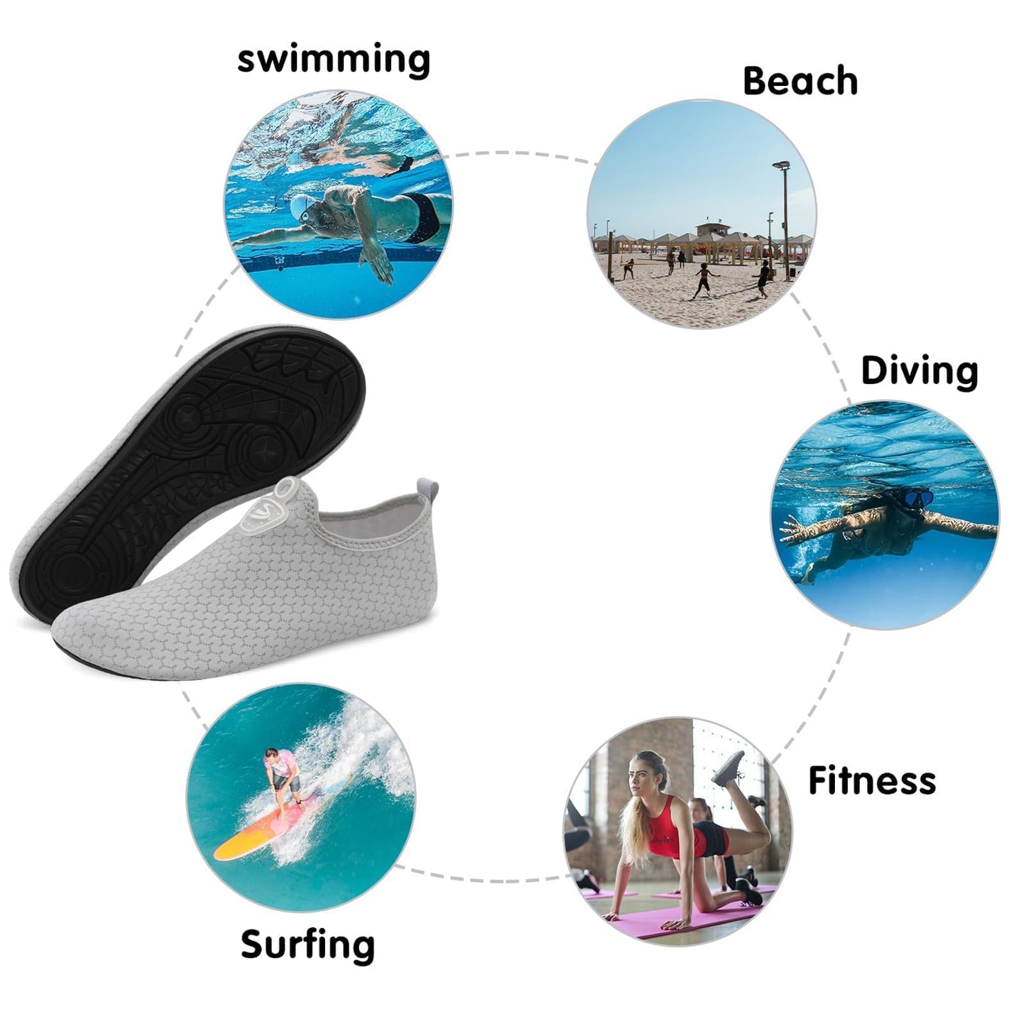 Spesoul Womens Mens Water Shoes Quick Dry Beach Swim Shoes Barefoot Aqua Socks Outdoor Sand Socks for Pool River 7-8 Women/5.5-6.5 Men