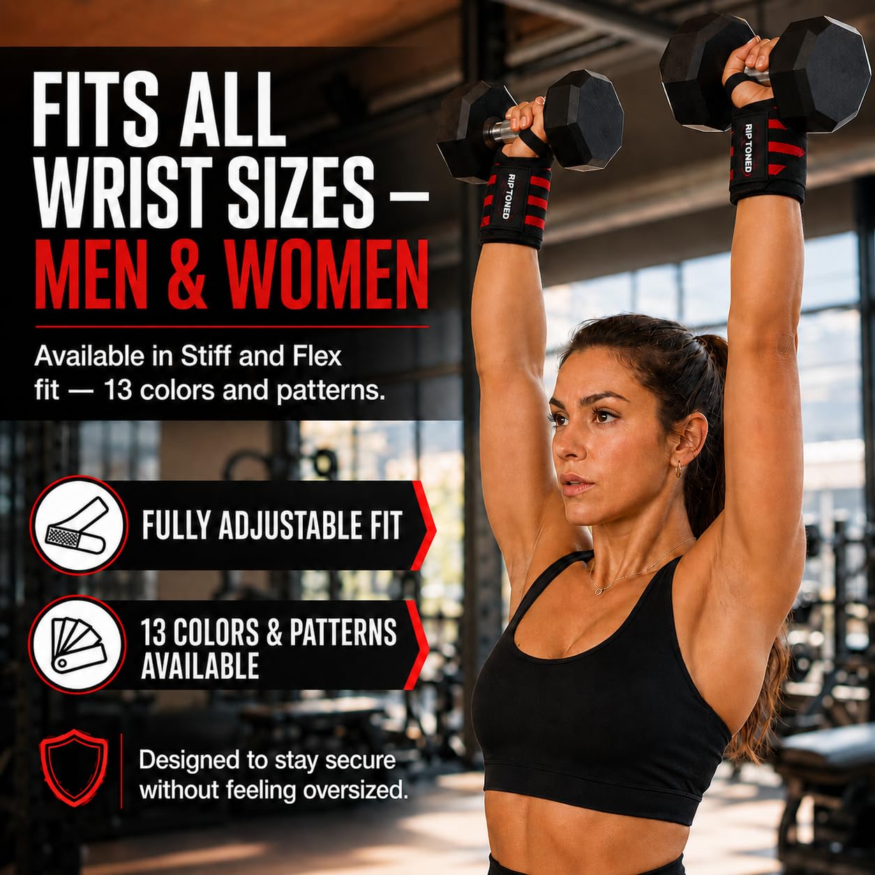 Rip Toned 18" Wrist Wraps for Weightlifting - Gray Camo Flex, USPA