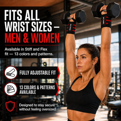 Rip Toned 18" Wrist Wraps for Weightlifting - Gray Camo Flex, USPA