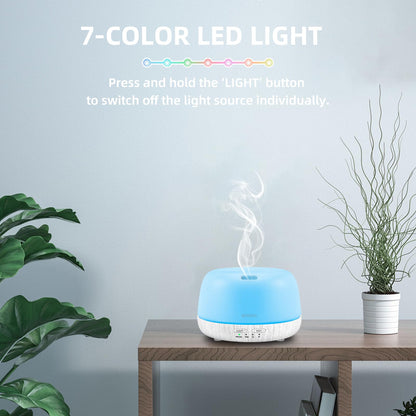 300ML Essential Oil Diffuser with 7-Color LED Lights and Remote Control, Modern Minimalist Design, High-Efficiency Ultrasonic Mist Aromatherapy Diffuser for Home