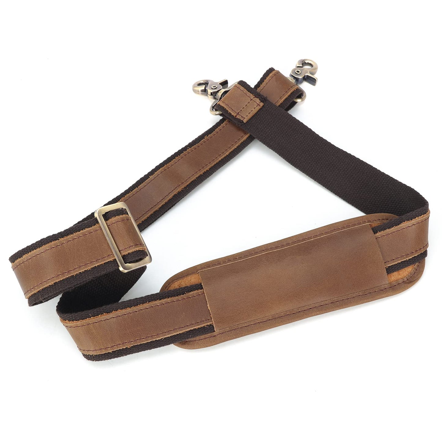 Polare Full Grain Leather Adjustable Replacement Shoulder Strap with Metal Hook for Briefcase Messenger Shoulder Duffel Bag Light Brown