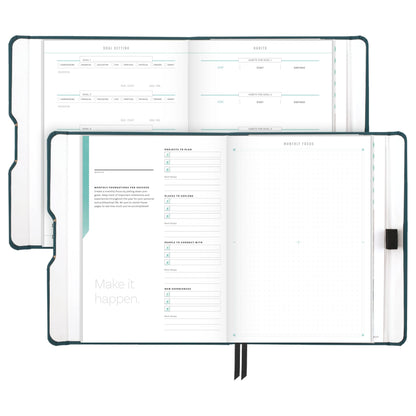 AT-A-GLANCE Foundation Goal Setting Planner, Undated Weekly & Monthly Journal, Track Progress, Create Habits, 5-3/4" x 8-1/4", Blue (FD2-200-20)