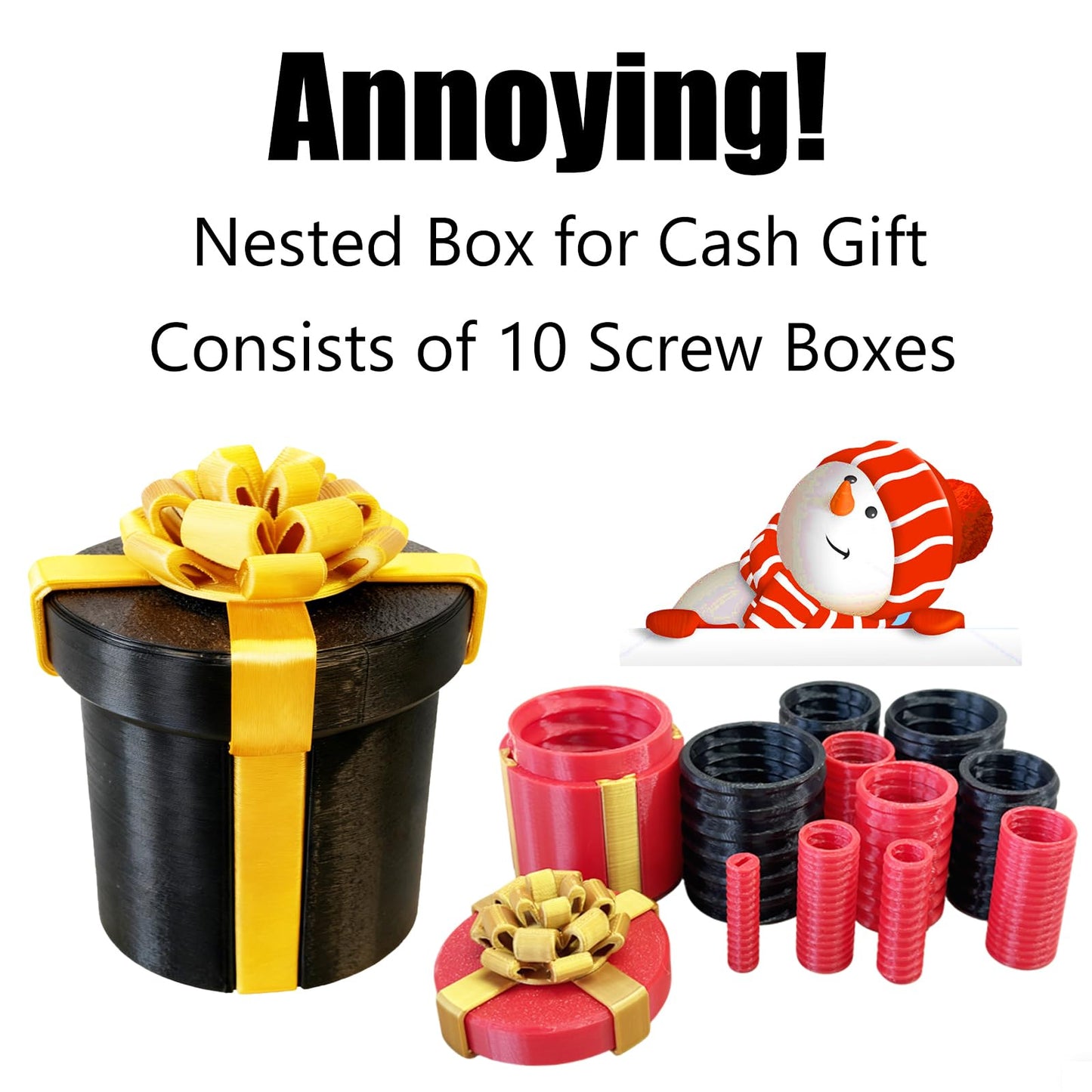 ajitxalr Gotcha Box,Prank Gifts,Puzzle Gift Box,Prank Gifts for Adults,Money Puzzle,Annoying Nested Screw Gift Box,Reusable Perfect Money Puzzles for Birthday Christmas White Elephant Party