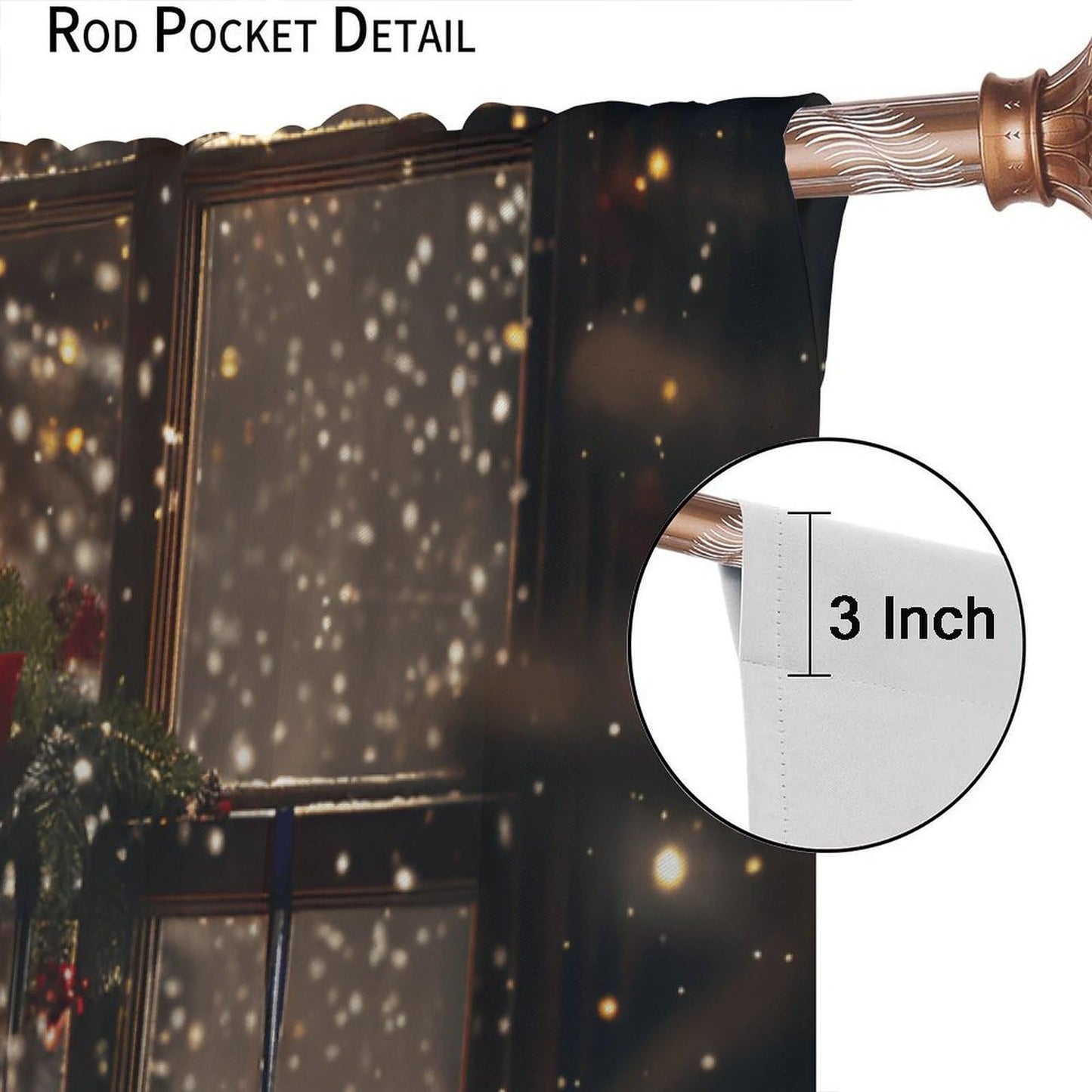 Merry Christmas Curtains Happy New Year Christmas Tree Snowflake for Living Room Bedroom Decor Window Drapes 42" W X 45" L