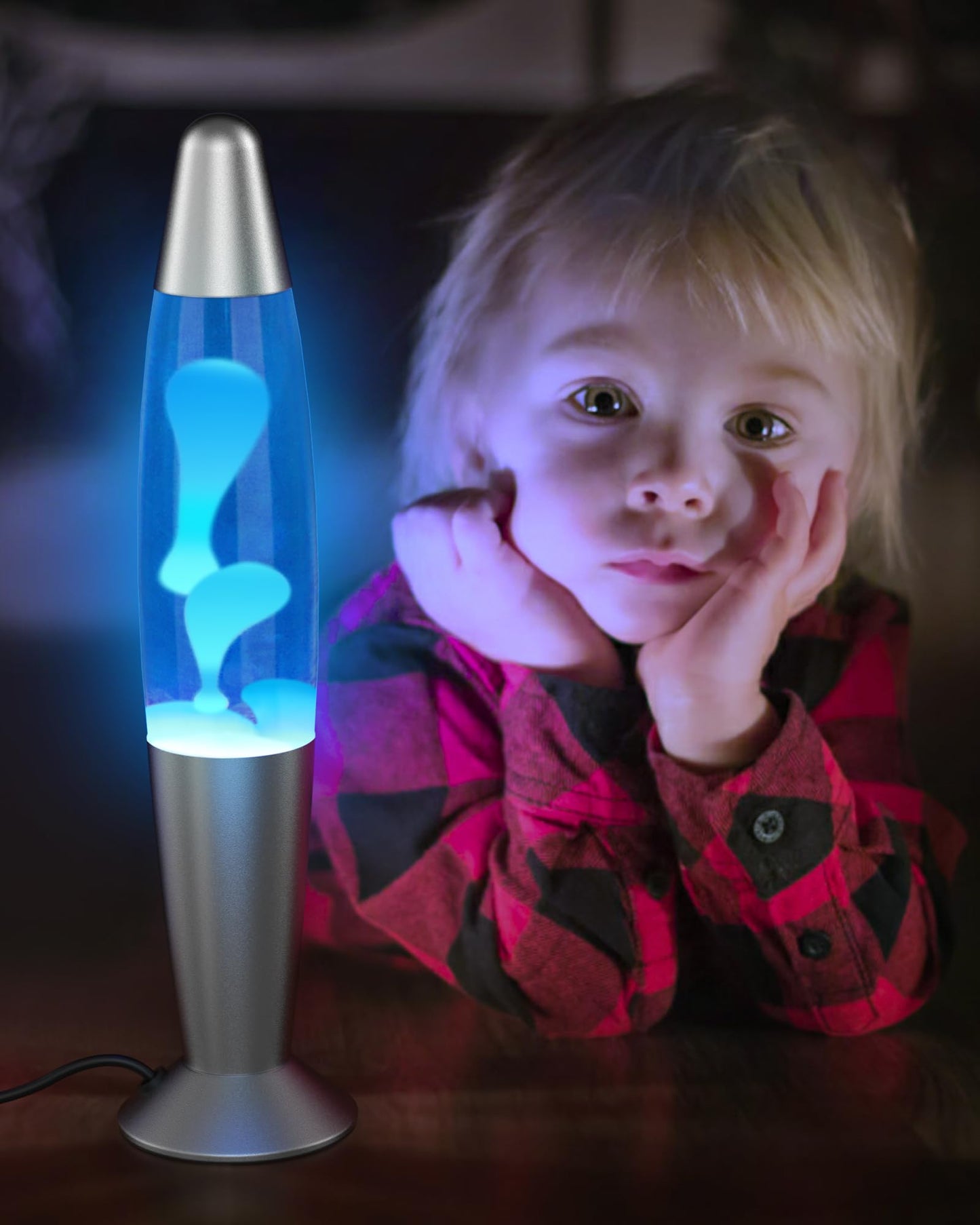 Eadaiylon Blue LED Motion Lamp for Adults and Kids, Liquid Motion Lamps with White Wax Flows, Night Light Home Room Decor, Gifts for Women and Girls