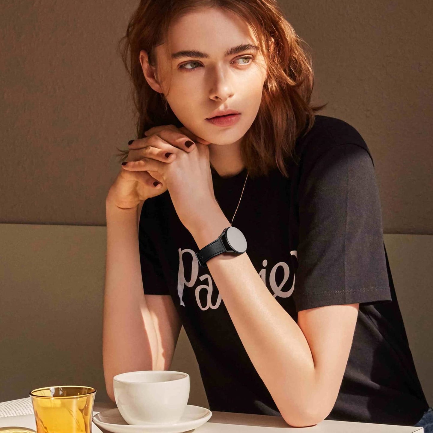 GEAK Leather Band Compatible with Samsung Galaxy Watch 7 40mm 44mm, Galaxy Watch 6 5 4 44mm 40mm, Galaxy Watch 4 Classic 46mm 42mm, Watch 3 41mm, 20mm Watch Band for Women Men, Black