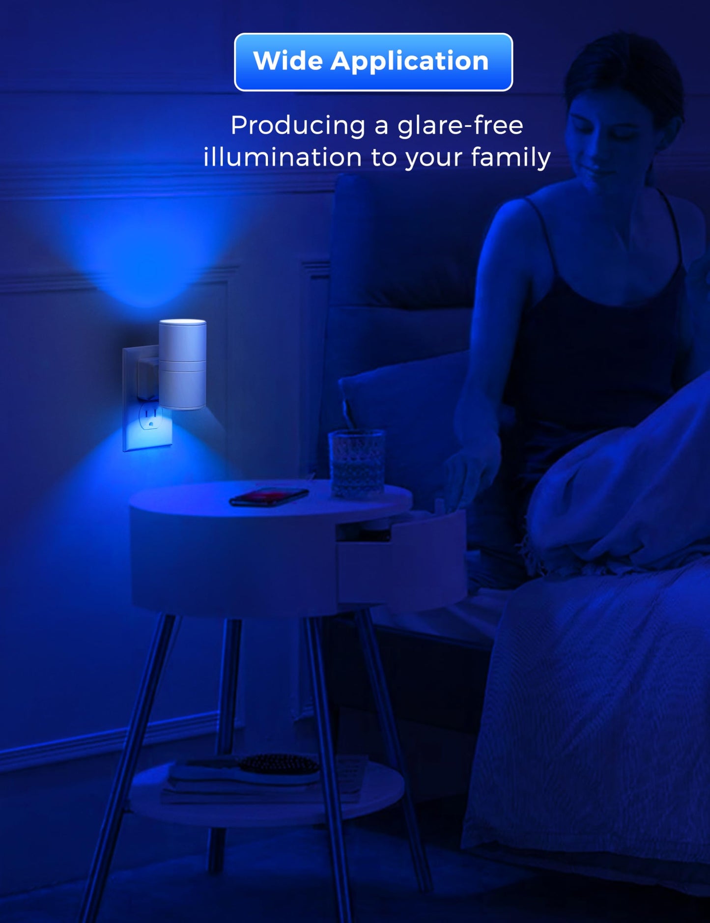 L LOHAS LED Night Light, Blue Night Lights Plug into Wall, Light Sensor, Dimmable Night Light, Calm Blue Nightlights for Home Decor, Party, Holiday, Bedroom, Hallway, Bluey Bathroom Decor, 2 Pack