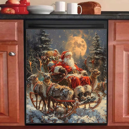 Generic Santa Claus Refrigerator Door Decal Christmas Dishwasher Cover Winter Refrigerator Magnet Cover Decal Home Decor Vinyl Magnet Appliance Sticker 23x26 Inch Magnetic