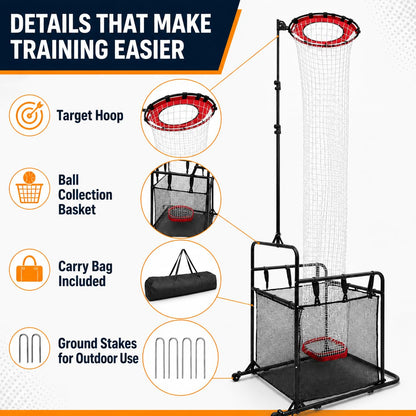 SCHENG-V Volleyball Setting Net, Setter Volleyball Training Net 6.9-10.8 FT Adjustable Height, 45°-180° Adjustable Angle, Stable Base for Indoor Outdoor Practice Equipment