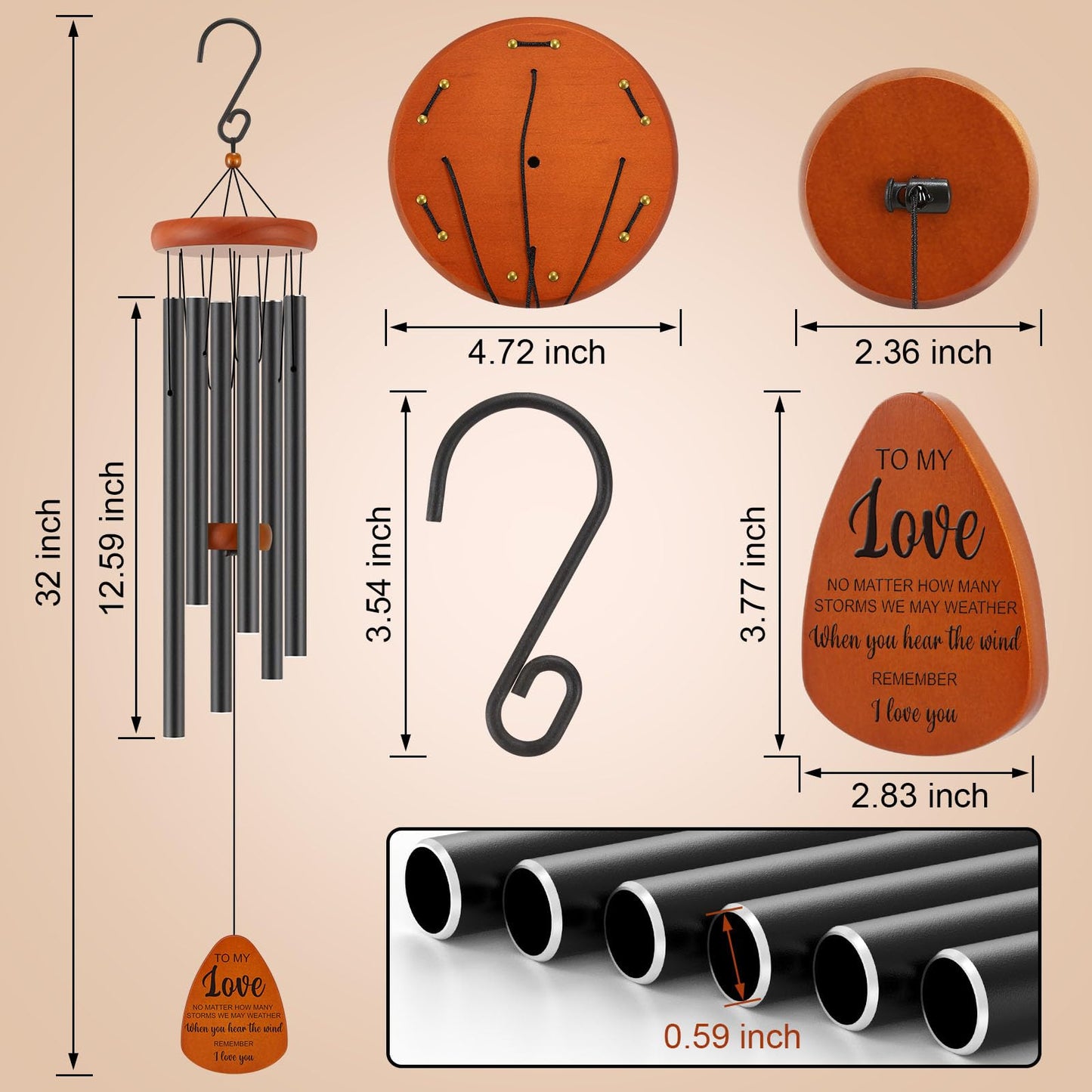 for Wife, Birthday Gifts for Wife Girlfriend, 32 Inch Wind Chimes Gift