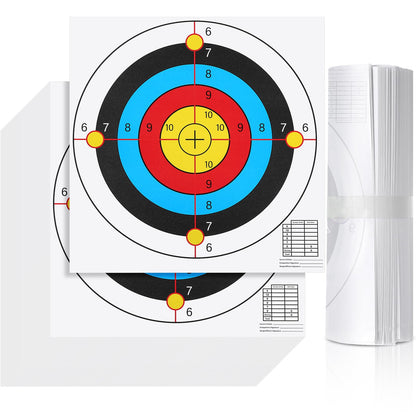 Fainne 200 Sheets Paper Targets for Shooting 12 x 12 Inch High Visibility Shooting Range Targets Bulk for Indoor Outdoor Pistol Practice Archery Airsoft Hunting Accessories(5 Ring Circular)