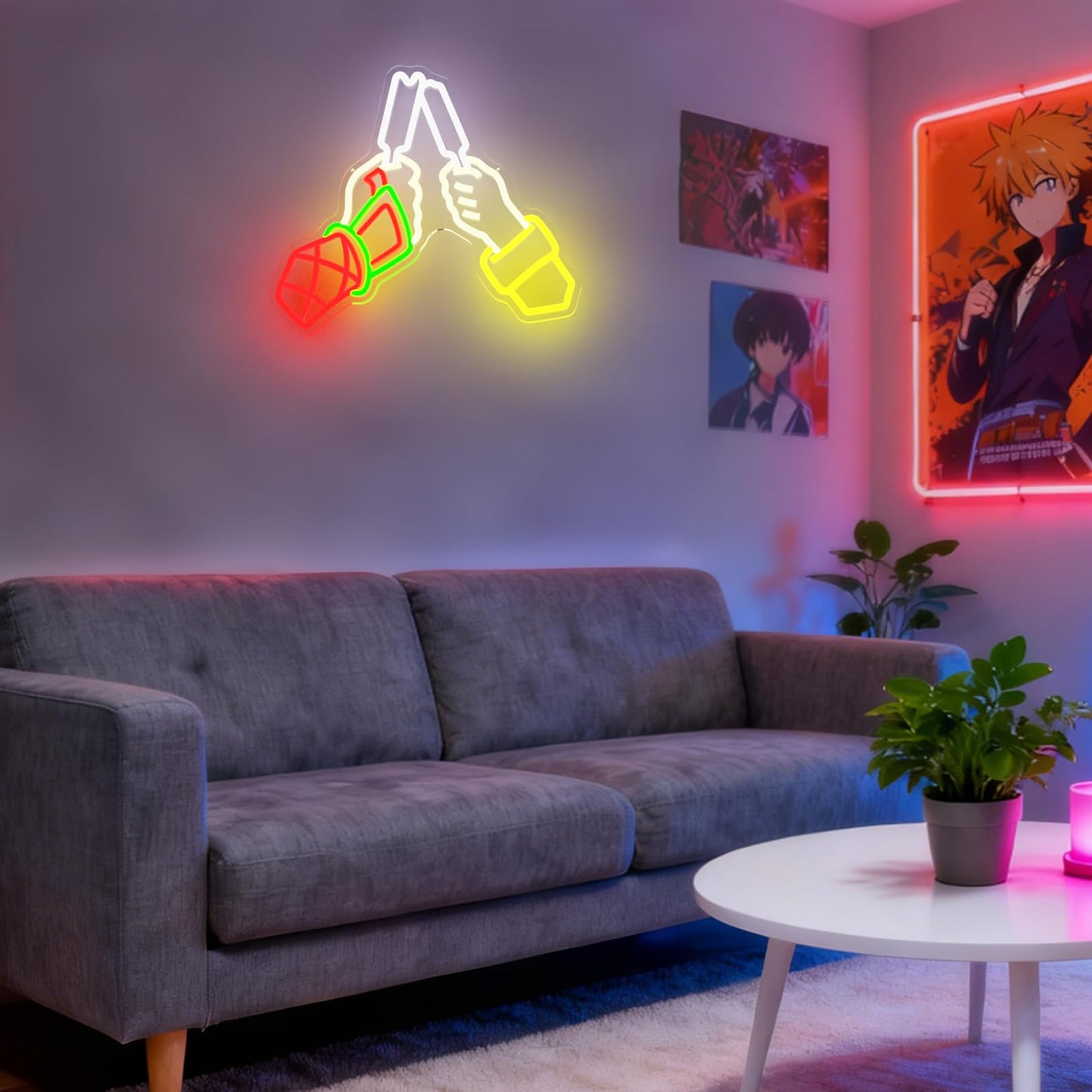 Mvorixa Anime Neon Sign Hand Neon Light for Wall Decor, Dimmable LED Japanese Anime Style Neon Sign for Bedroom, Game Room, Otaku Room, Man Cave, Birthday Gift for Anime Fans