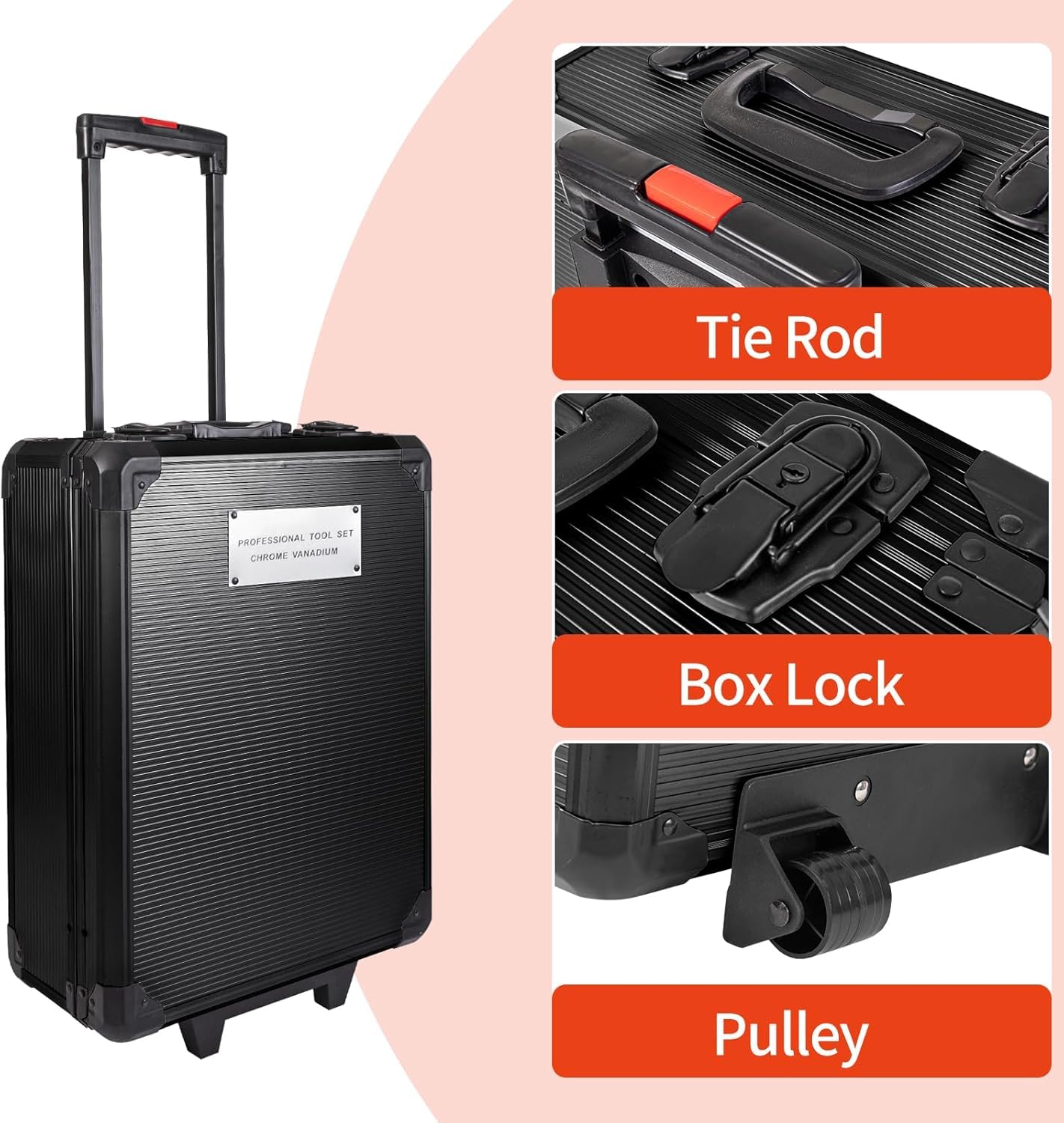 Arcwares 799pcs Aluminum Trolley Case Tool Set Silver, House Repair Kit Set, Household Hand Tool Set, with Tool Belt,Gift on Father's Day (Black)
