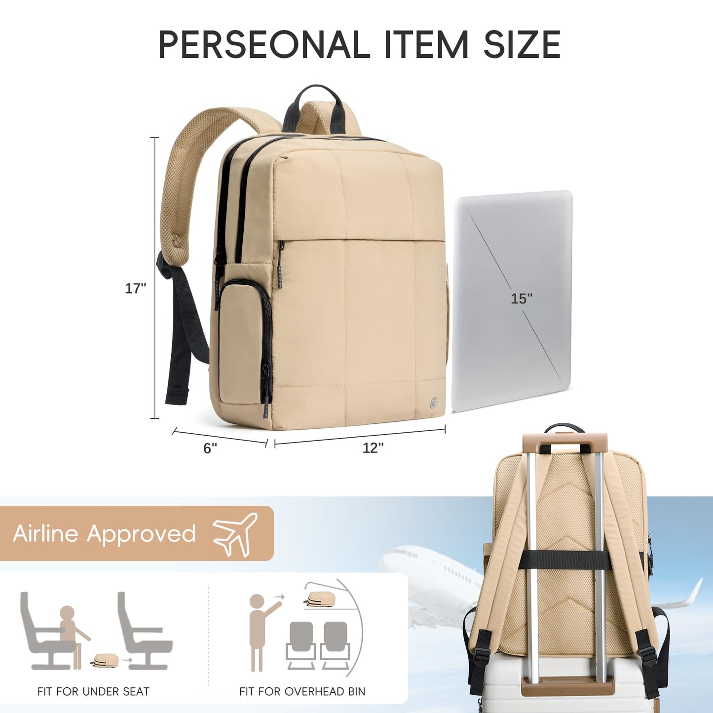 CLUCI Lightweight Travel Backpack Carry on Flight Approved, Puffy Gym Backpack with Shoe Compartment, Personal Item Travel Bag, 15.6 inch Laptop Backpack for Weekender Business