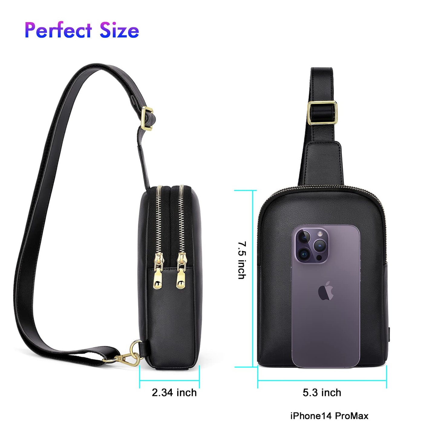 nuoku RFID Blocking Sling Bag for Women, Vegan Leather Anti Theft Crossbody Purse, Lightweight Small Chest Bag for Everyday Travel