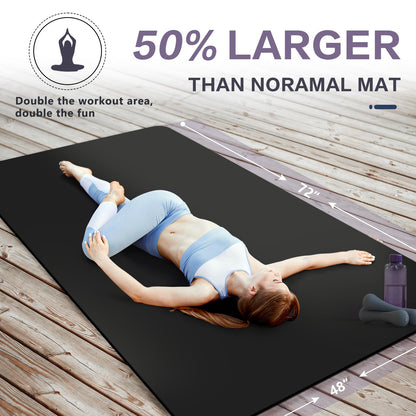 UMINEUX Large Yoga Mat for Men and Women - 6'x4'x10mm, Extra Thick Natural Rubber and TPE Fitness Mat for Home Gym Workout, Non-Slip, Eco Friendly Exercise Mat for Yoga, Pilates and Home Workout