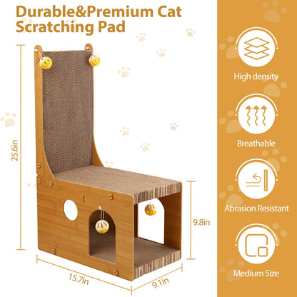 YEMOO Cat Scratcher, Cat Scratching Board, L Shaped Vertical Cat Scratcher for Wall and Couch Protection, Cat Cardboard Scratcher with 4 Ball Toys for Indoor Cats