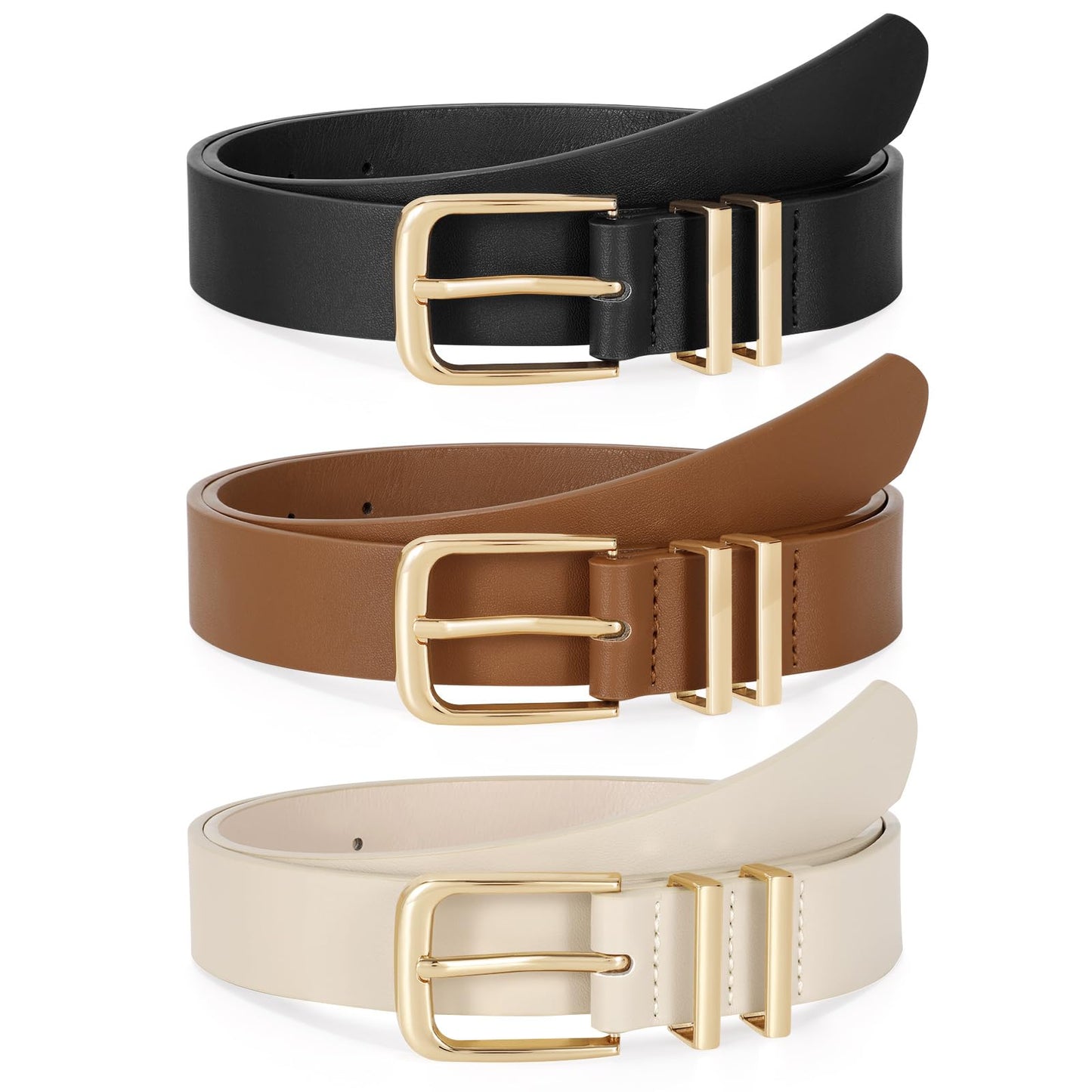 TRIWORKS 3 Pack Women Belts For Jeans Pants Dresses Ladies Leather Waist Belts