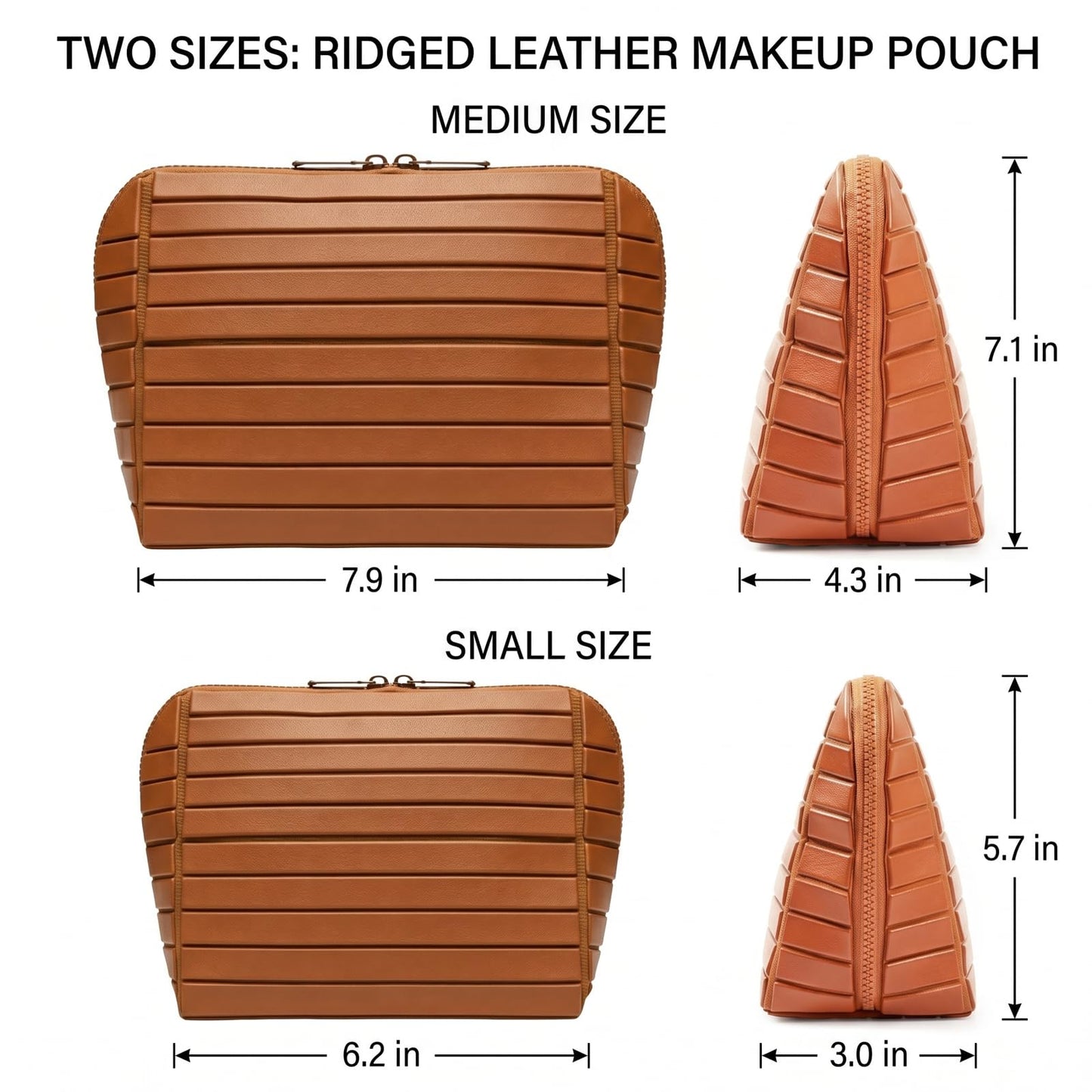 Parallel Traveler Makeup Bag, Large Capacity PVC Toiletry Case, Fold Down Cosmetic Bag with Brush Holder, Water-Resistant & Portable Makeup Bag for Women (Apricot, Small)