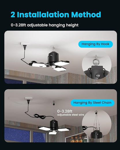 Motion Sensor Garage Light Plug-in 80W 8000LM, Motion Activated Led Shop Light with E26 Socket Adapter, 3 Modes Indoor Bulb for Basement/Workshop 1Pack