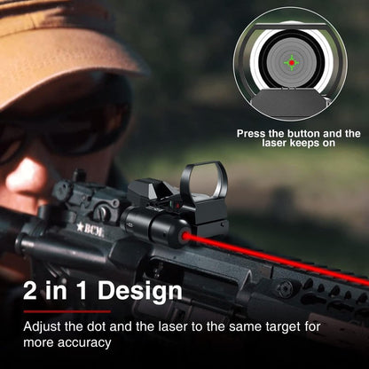 CVLIFE 1X22X33 Reflex Sight Red Dot Sight Red Green 4 Reticle Optics with Laser and Pressure Pad Switch for 20mm Rail