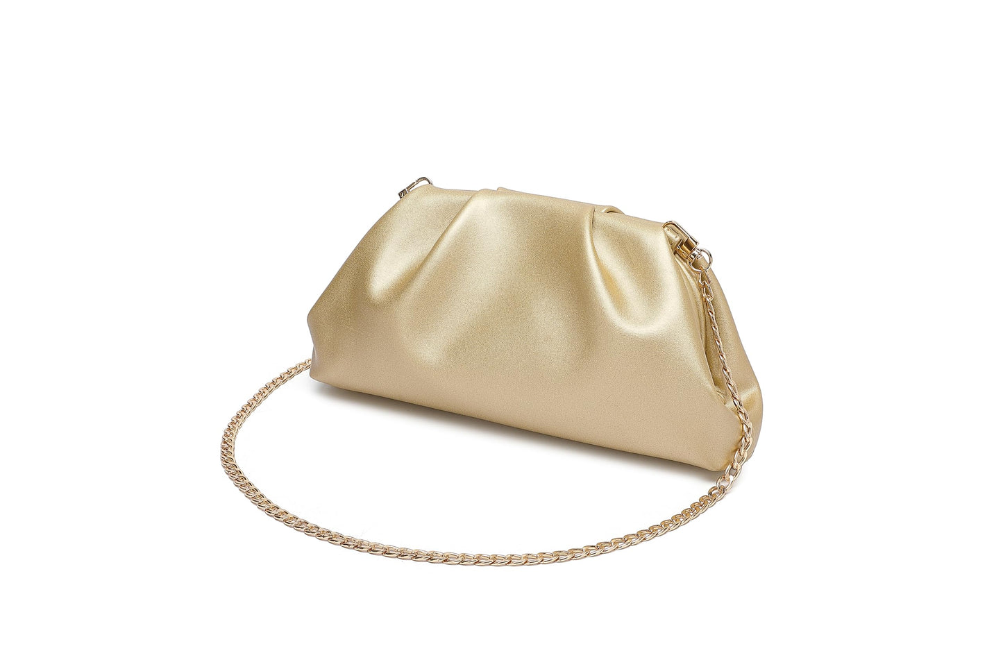 YUWITA Soft PU Leather Clutch Purses for Women Formal Elegant Luxurious Evening Bag (Gold)